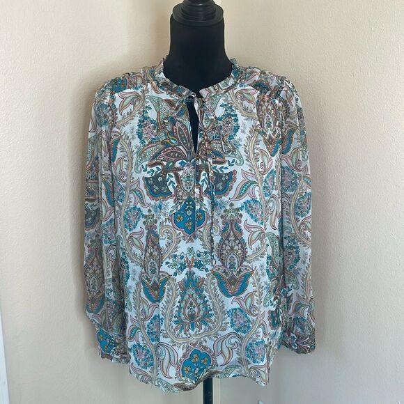 Loft blue paisley long sleeve top - Picture 2 of 9